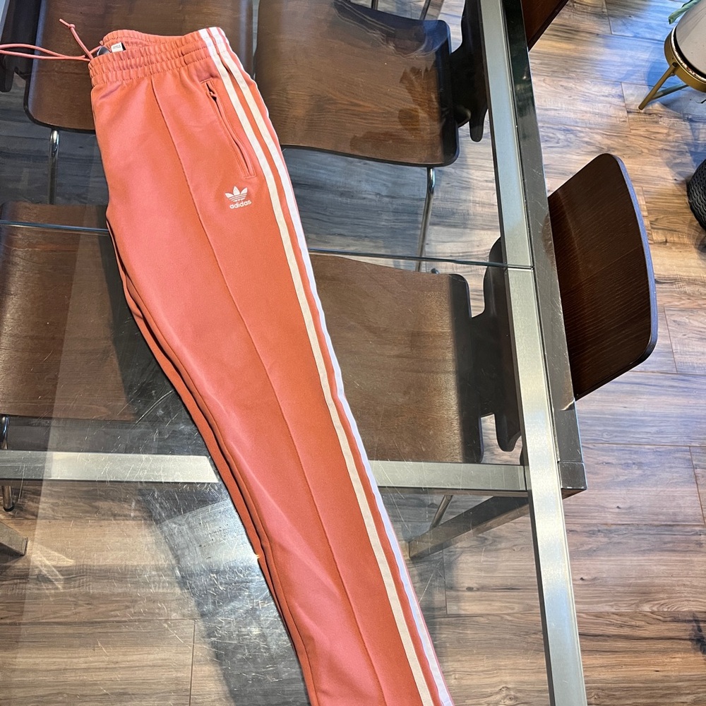 Adidas Women's Coral Joggers with White Stripes - Picture 3 of 4